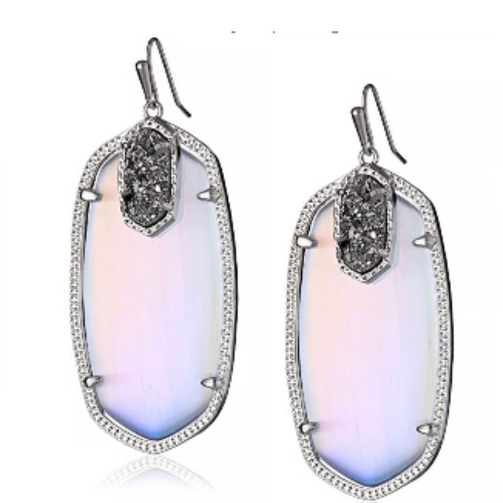 Kendra Scott RARE & RETIRED Darcy Earrings Iridescent & Iridescent Drusy GORG!